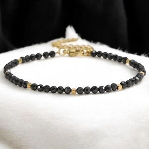 18k gold plated Black Agate Bracelet. New.